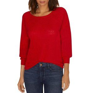 Sanctuary Knit Puff Sleeve Pullover Sweater - Red